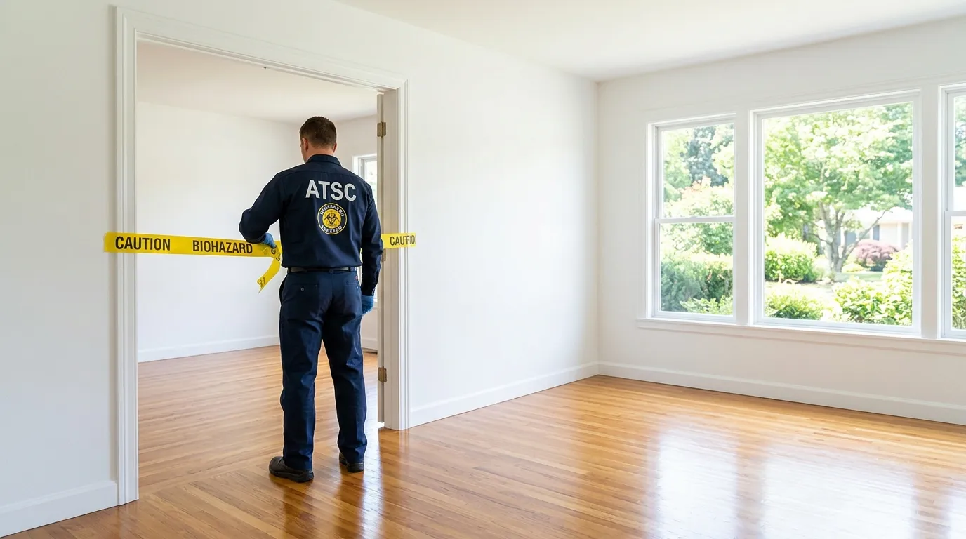 Certified biohazard cleanup crew performing Decomposition Cleanup in Swartz Creek